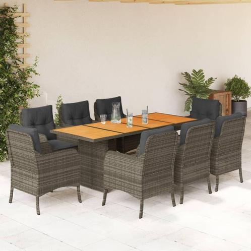 vidaXL 9-delige Tuinset met kussens poly rattan grijs, Tuin en Terras, Tuinsets en Loungesets, Tuinset, Nieuw, 8 zitplaatsen, Rotan