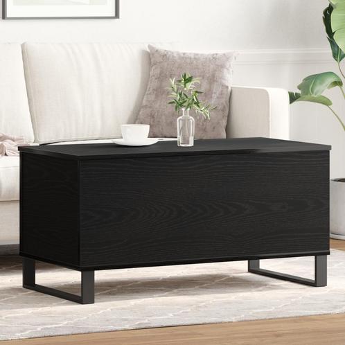 vidaXL Salontafel 90x44,5x45 cm bewerkt hout zwart, Huis en Inrichting, Tafels | Salontafels, 50 tot 100 cm, Vierkant, Nieuw, Overige houtsoorten