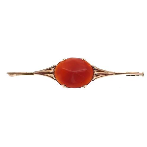 Antiek gouden broche met carneool (vintage, Gouden Broches), Sieraden, Tassen en Uiterlijk, Broches, Overige kleuren, Gebruikt