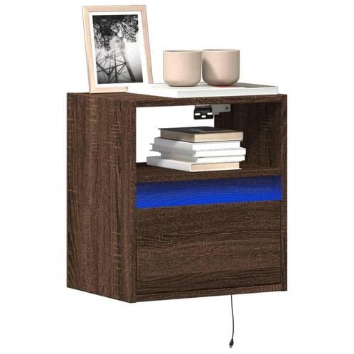 vidaXL Tv-wandmeubel met LED-verlichting 41x31x45 cm bruin, Huis en Inrichting, Kasten | Televisiemeubels, Nieuw, Overige houtsoorten
