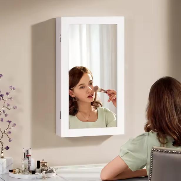 Sieradenkast met Spiegel –Hangende Wandkast met Slot en Vakk, Huis en Inrichting, Kasten | Overige, Nieuw, Verzenden