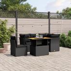 vidaXL 5-delige Loungeset met kussens poly rattan zwart, 4 zitplaatsen, Nieuw, Loungeset, Verzenden