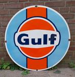Gulf Logo Zwaar Emaille Bord - Ø76cm, Verzamelen, Merken en Reclamevoorwerpen, Gebruikt, Ophalen
