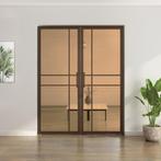 Dubbele stalen taatsdeur 6 Vlaks  Brons Brons rook glas Luxe, Minder dan 80 cm, Overige typen, Nieuw, Metaal