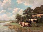 Huib Cozijn (1941-2020) - Hollands landschap met boerderij, Antiek en Kunst, Kunst | Schilderijen | Klassiek