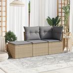 vidaXL 3-delige Loungeset met kussens poly rattan beige, Verzenden, Nieuw, Rotan, Loungeset