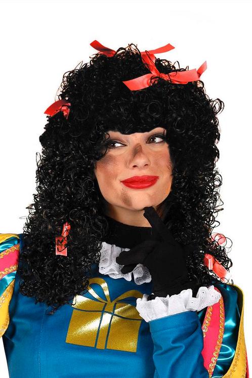 Pietenpruik zwart met rode strikjes dames, Diversen, Sinterklaas, Verzenden
