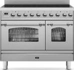 ILVE PDI096NE3/SS inductie fornuis - 2 ovens - 90 cm. - rvs, Nieuw, 60 cm of meer, 5 kookzones of meer, Vrijstaand