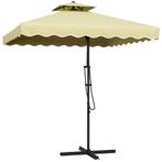 Parasol - Zwevend dubbel dak - Kruisvoet - Grijs, Ophalen of Verzenden, Nieuw
