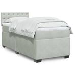 vidaXL Boxspring met matras fluweel lichtgrijs 90x190 cm, Huis en Inrichting, Slaapkamer | Bedden, 90 cm, Eenpersoons, Verzenden