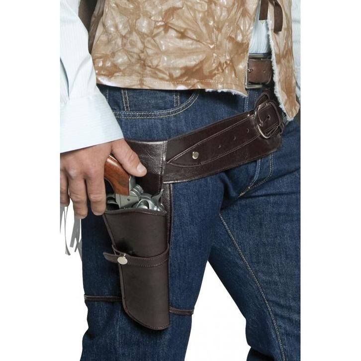 Bruine riem met holster - Riemen, Hobby en Vrije tijd, Feestartikelen, Ophalen of Verzenden