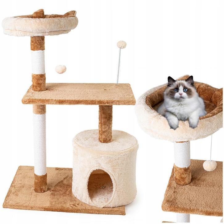 Krabpaal - kattenkrabpaal - kattenpaal - 60x41x89cm - beige, Dieren en Toebehoren, Krabmeubelen, Nieuw, Ophalen of Verzenden