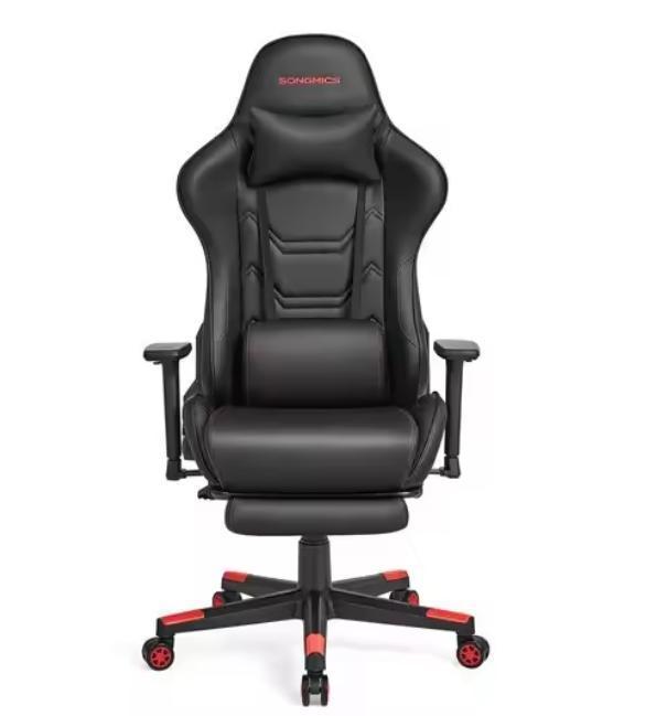 Nieuwe Gamingstoel met Voetsteun – Ergonomisch Zwart en Rood, Huis en Inrichting, Bureaustoelen, Bureaustoel, Zwart, Nieuw, Ergonomisch