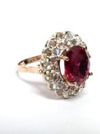 Zonder Minimumprijs - Ring - 9 kt. Roségoud, Zilver Robijn -, Nieuw