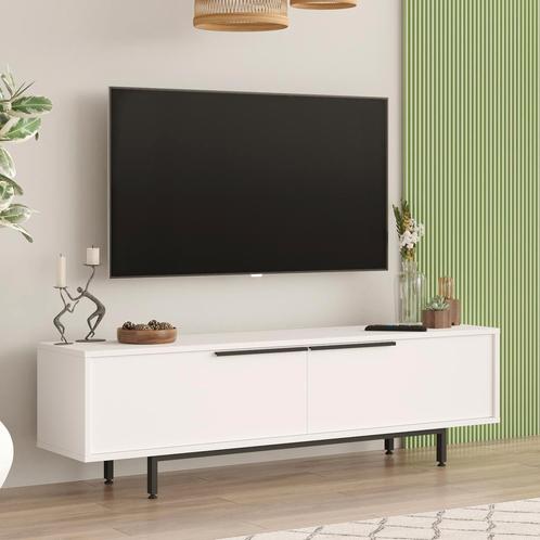 TV meubel Urejovle 160x35,5x45 cm wit en zwart [en.casa], Huis en Inrichting, Kasten | Televisiemeubels, Nieuw, Verzenden