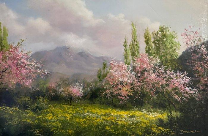 Emre Kinali - Pink Blossoms, Antiek en Kunst, Kunst | Schilderijen | Modern