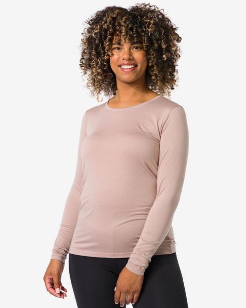 HEMA Dames temptech T-shirt lange mouw beige 2+1 gratis, Kleding | Dames, Overige Dameskleding, Nieuw, Verzenden