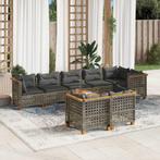 vidaXL 9-delige Loungeset met kussens poly rattan grijs, Tuin en Terras, Verzenden, Nieuw, Rotan, Loungeset