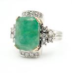 Ring - 19.2 kt. Witgoud Smaragd - Diamant - 4,17 karaat, Nieuw