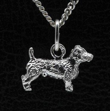 Zilveren Jack russel Terrier ruwhaar ketting hanger - klein, Sieraden, Tassen en Uiterlijk, Kettinghangers, Verzenden