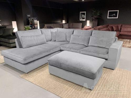 Hoekbank Leusden - hoekbanken - Zilver - Velvetstof, Huis en Inrichting, Banken | Sofa's en Chaises Longues, Nieuw, Stof