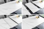 Uitschuifbare eettafel ALPINE 160-200cm wit keramiek marmer, Ophalen of Verzenden, Nieuw