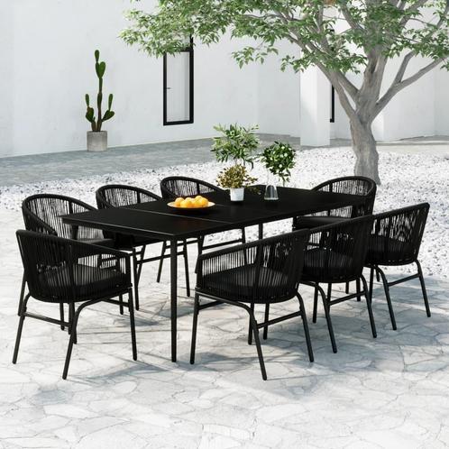 vidaXL 9-delige Tuinset zwart, Tuin en Terras, Tuinsets en Loungesets, Tuinset, Nieuw, 8 zitplaatsen, Kunststof, Verzenden