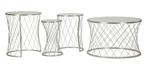 TAFEL NOAH ZILVER SET 4 STUKS CM Ø 70X45-47X54,5-36x50-28x45, Huis en Inrichting, Tafels | Salontafels, Ophalen of Verzenden, Nieuw