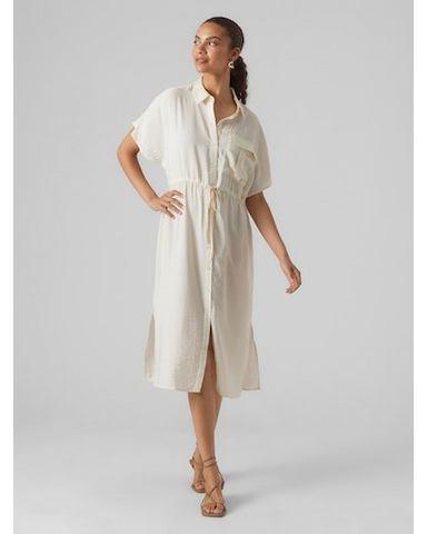 Vero Moda Zomerjurk VMIRIS S/S SHIRT CALF DRESS WVN NOOS, Kleding | Dames, Jurken, Nieuw, Verzenden