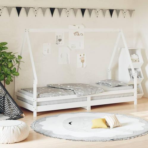 vidaXL Kinderbedframe 80x200 cm massief grenenhout wit, Kinderen en Baby's, Kinderkamer | Bedden, Nieuw, Verzenden