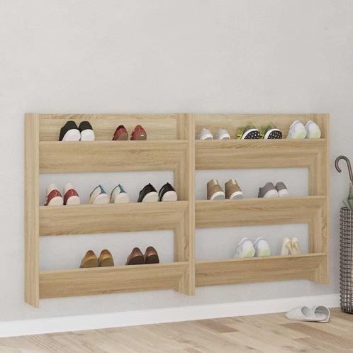 vidaXL Wandschoenenkasten 2 st 80x18x90 cm spaanplaat sonoma, Huis en Inrichting, Kasten | Schoenenrekken, Nieuw, Verzenden