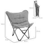 TRUUSK Inklapbare Campingstoel Met Stalen Frame, Lichtgrijs,, Tuin en Terras, Tuinstoelen, Verzenden, Nieuw