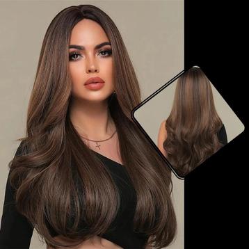 Bruine Pruik - Lang golvend - Verstelbaar - 65 CM - NIEUW beschikbaar voor biedingen