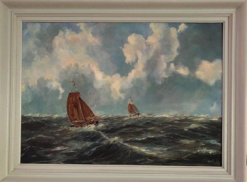 Hollandse School (XX) - Zeilschepen op Zee, Antiek en Kunst, Kunst | Schilderijen | Klassiek