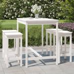 vidaXL 5-delige Tuinbarset massief grenenhout wit, Tuin en Terras, Verzenden, Nieuw, 5 zitplaatsen