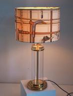 Vintage plexiglass glass table lamp/shadow Fornasetti fabric