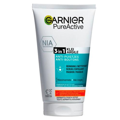 Garnier Pure Active Anti-Puistjes 3-in-1 Klei, Sieraden, Tassen en Uiterlijk, Uiterlijk | Gezichtsverzorging, Nieuw, Verzenden