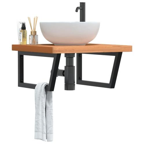 vidaXL Badkamer wandschap staal en massief beukenhout, Huis en Inrichting, Tafels | Kaptafels, Nieuw, Verzenden
