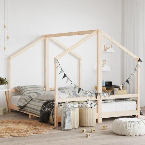 vidaXL Kinderbedframe 2x(80x200) cm massief grenenhout, Kinderen en Baby's, Kinderkamer | Bedden, Nieuw, Verzenden