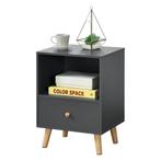 Nachtkastje Sundsvall met lade 54x40x30 cm wit donkergrijs, Huis en Inrichting, Tafels | Bijzettafels, Verzenden, Nieuw