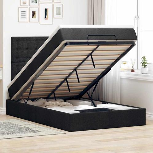 vidaXL Ottoman bed met matras 120x190 cm stof zwart, Huis en Inrichting, Slaapkamer | Bedden, 120 cm, 190 cm of minder, Zwart