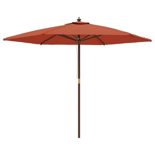 Houten Parasol Terracotta - Retourdeal - Voor de Zomer!, Tuin en Terras, Parasols, 2 tot 3 meter, Nieuw, Stokparasol, Ophalen of Verzenden