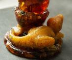 Baltisch amber dinosaurus en amber ei met insluiting bij -