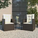 vidaXL 3-delige Loungeset met kussens poly rattan zwart, Tuin en Terras, Tuinsets en Loungesets, Verzenden, Nieuw, Rotan, Loungeset