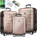 Tillvex® Reiskofferset - 3-delig - ABS- Kofferset - Roségoud, Verzenden, Zo goed als nieuw
