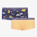 TwoDay 2-pack meisjes boxershorts geel blauw maat 110/116, Verzenden
