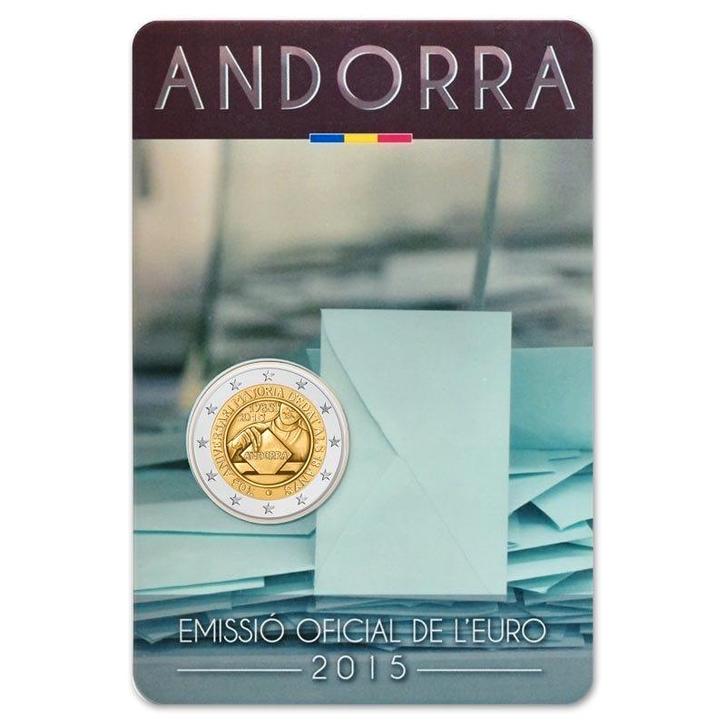 Andorra 2 Euro Stemrecht 2015 BU Coincard, Postzegels en Munten, Munten | Europa | Euromunten, Verzenden