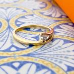 Bicolor gouden ring met diamant; 0,07 ct. (witgoud), 18 tot 19, Gebruikt, Overige kleuren, Ophalen of Verzenden