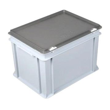 Kunststof krat met deksel 400x300x285 mm 25 liter grijs beschikbaar voor biedingen