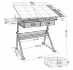 Tekentafel glas met of zonder kruk werktafel computertafel